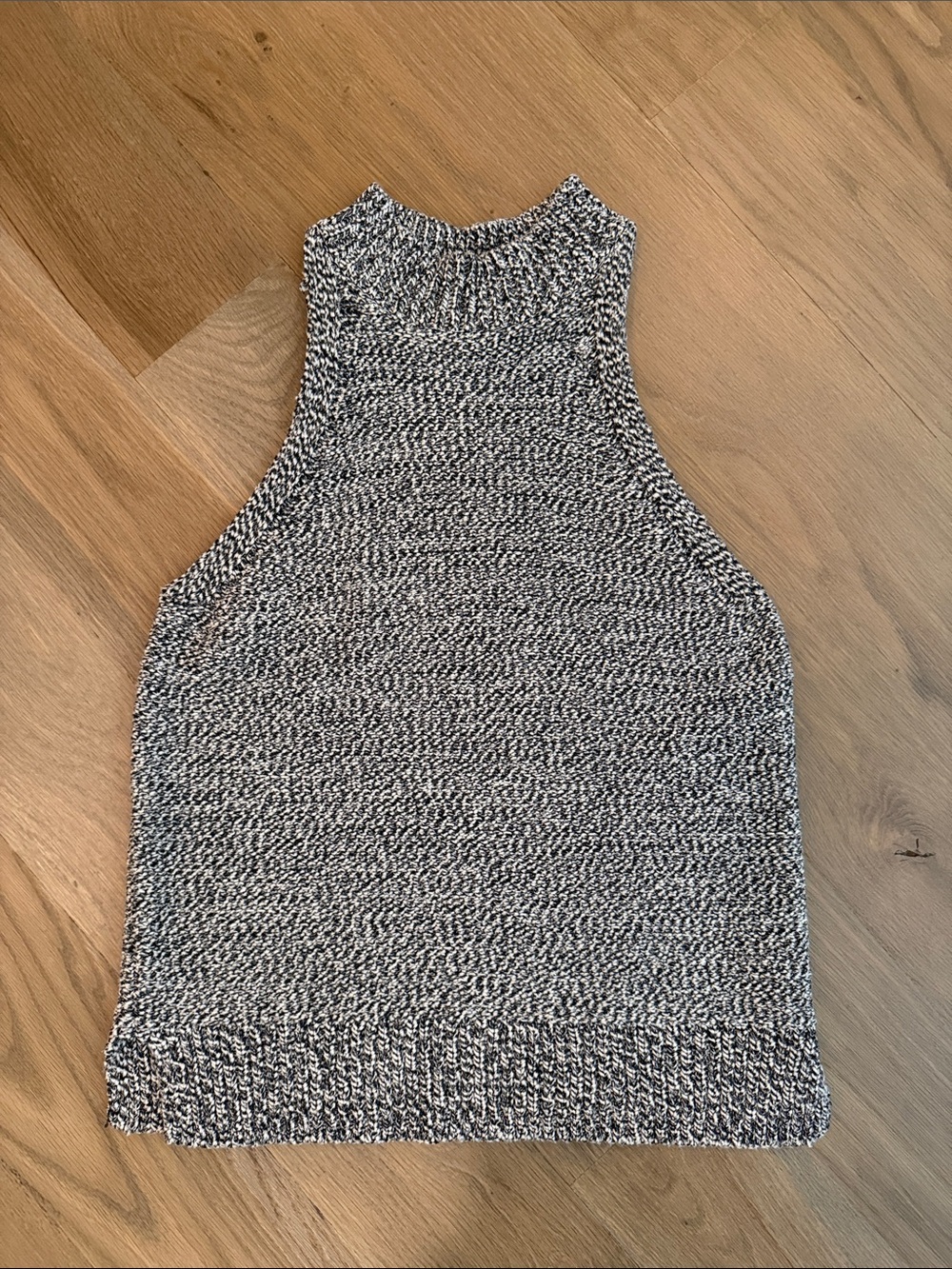 Madewell Black & White Marled Knit Halter Tank